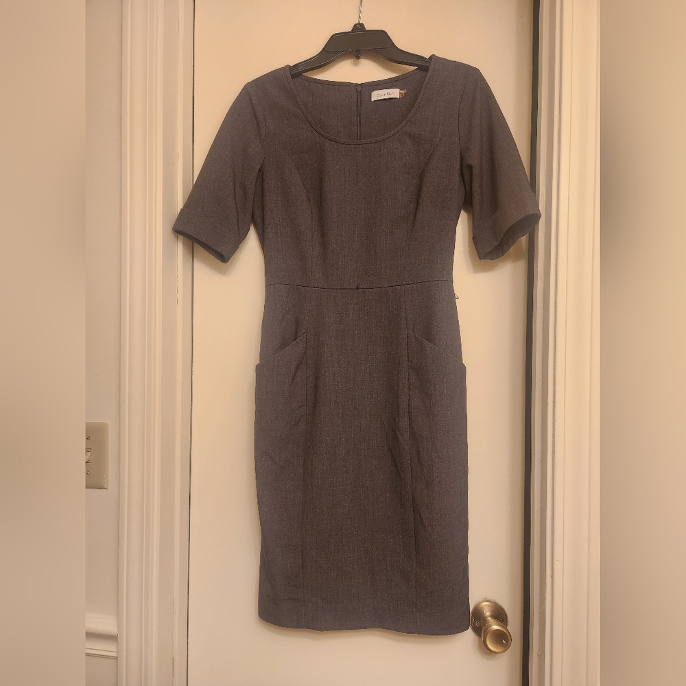 Calvin Klein Grey Pocketed Career Dress, 2